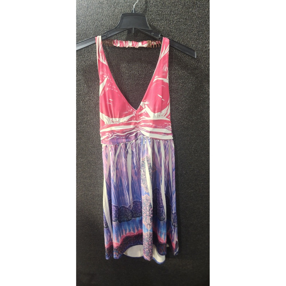 Y2K graphic halter Elizabeth's Secret Pink Purple Dress XL Boho Summer